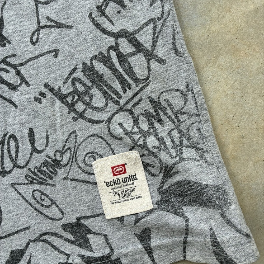 Y2K Vintage Ecko Unltd. T-Shirt Grey Graffiti Graphic Print Logo Skater Pinkman - Picture 2 of 7